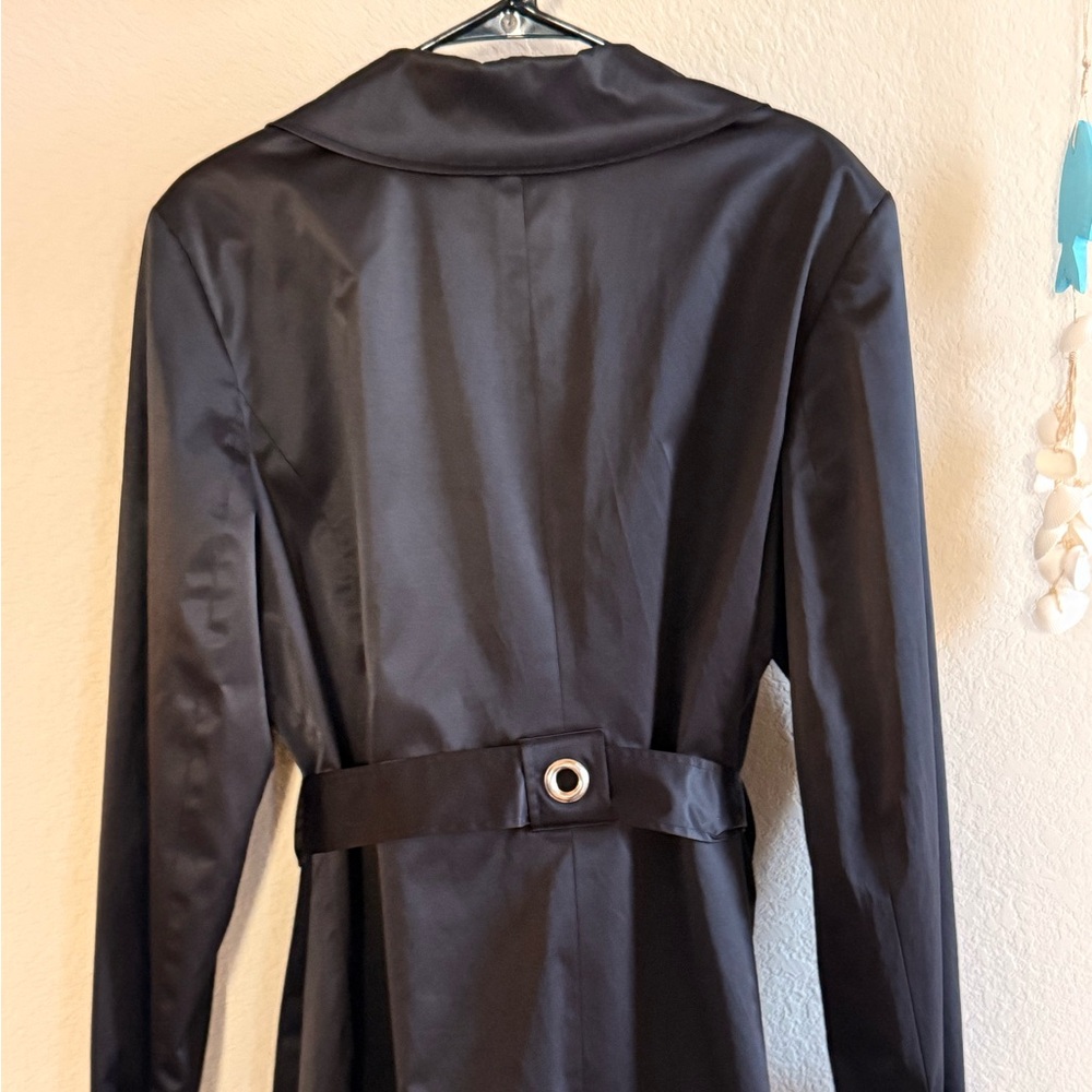 Elegant Black Satin Rain Coat
